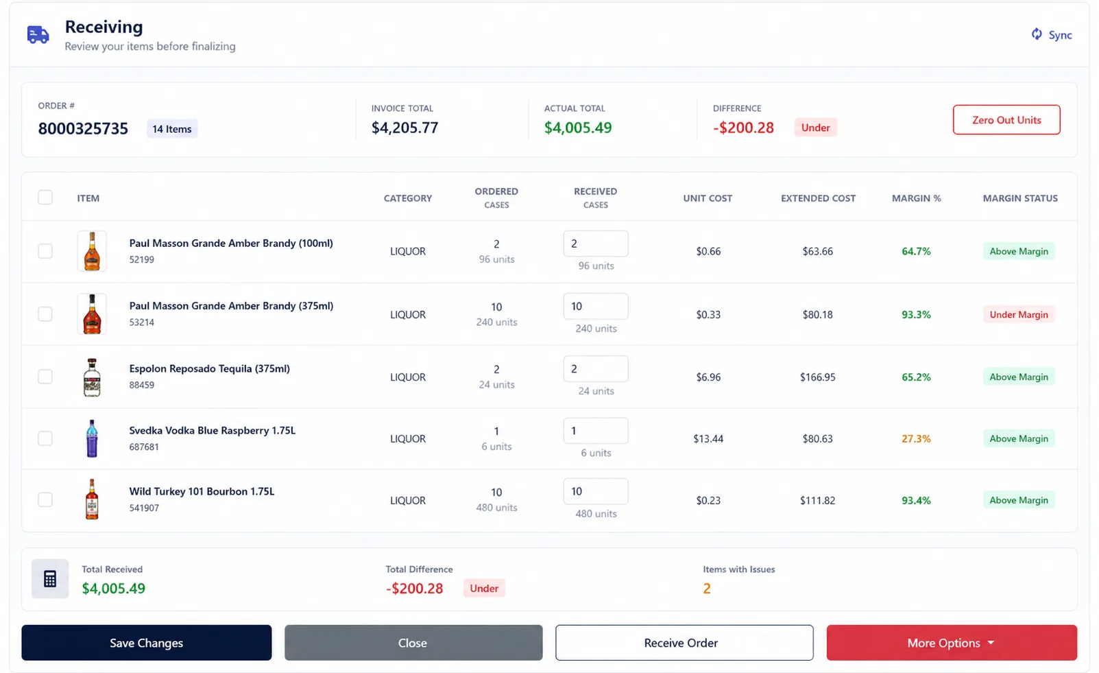 LiquorBee receiving workflow